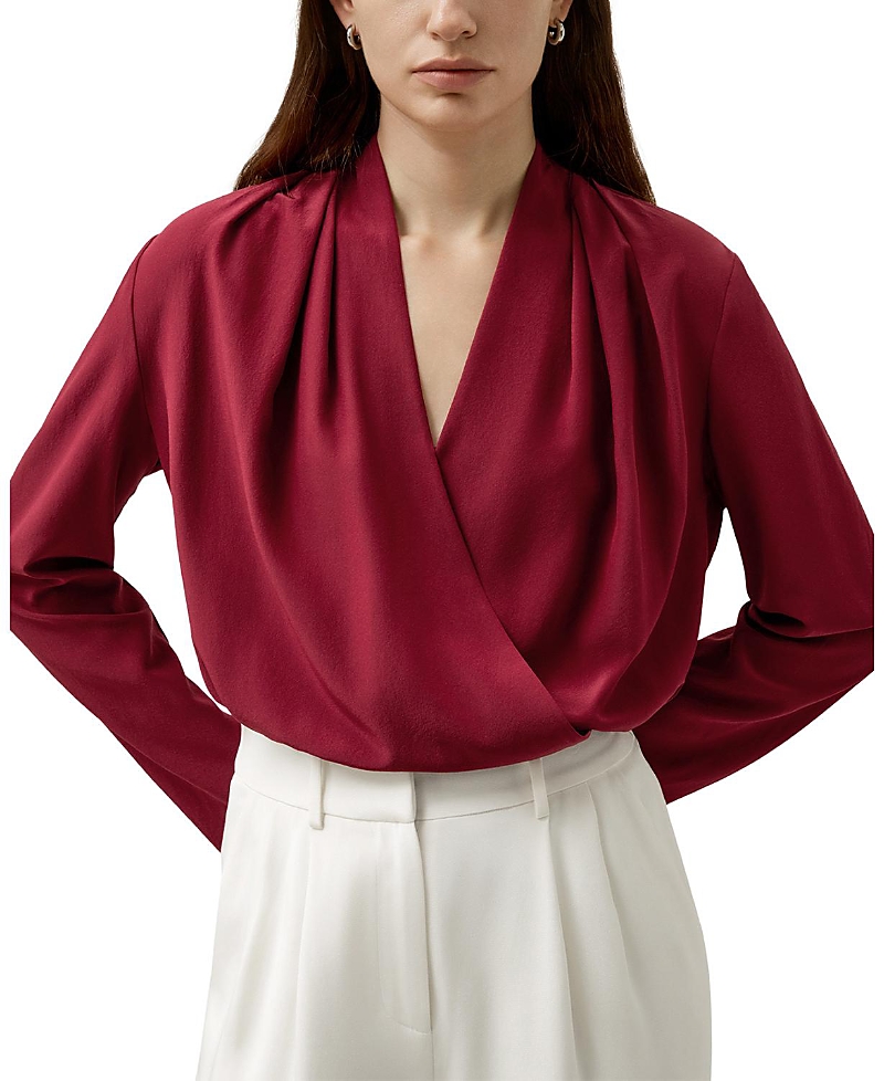 Lilysilk Crepe De Chine Long Sleeve Blouse In Red