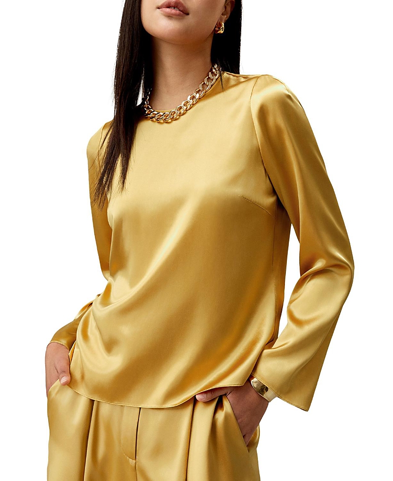 Lilysilk Minimalist Long Sleeve Silk Top In Yellow