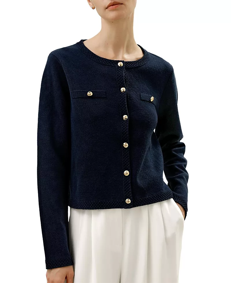 Lilysilk Merino Wool Golden Buttons Cardigan