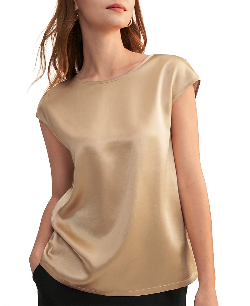 Lilysilk Basic Cap Sleeves Silk Tee In Brown