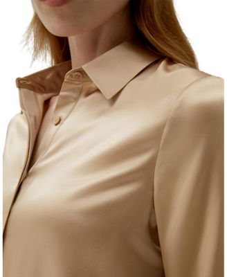 Women's Basic Concealed Placket Silk Shirt
