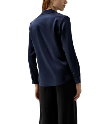 Women's Basic Concealed Placket Silk Shirt