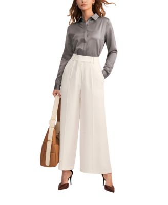 Women's Basic Concealed Placket Silk Shirt