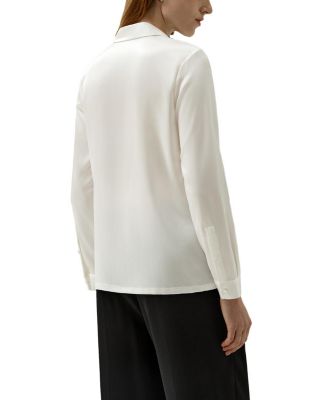 Classic Imitation Pearl Button Silk Shirt