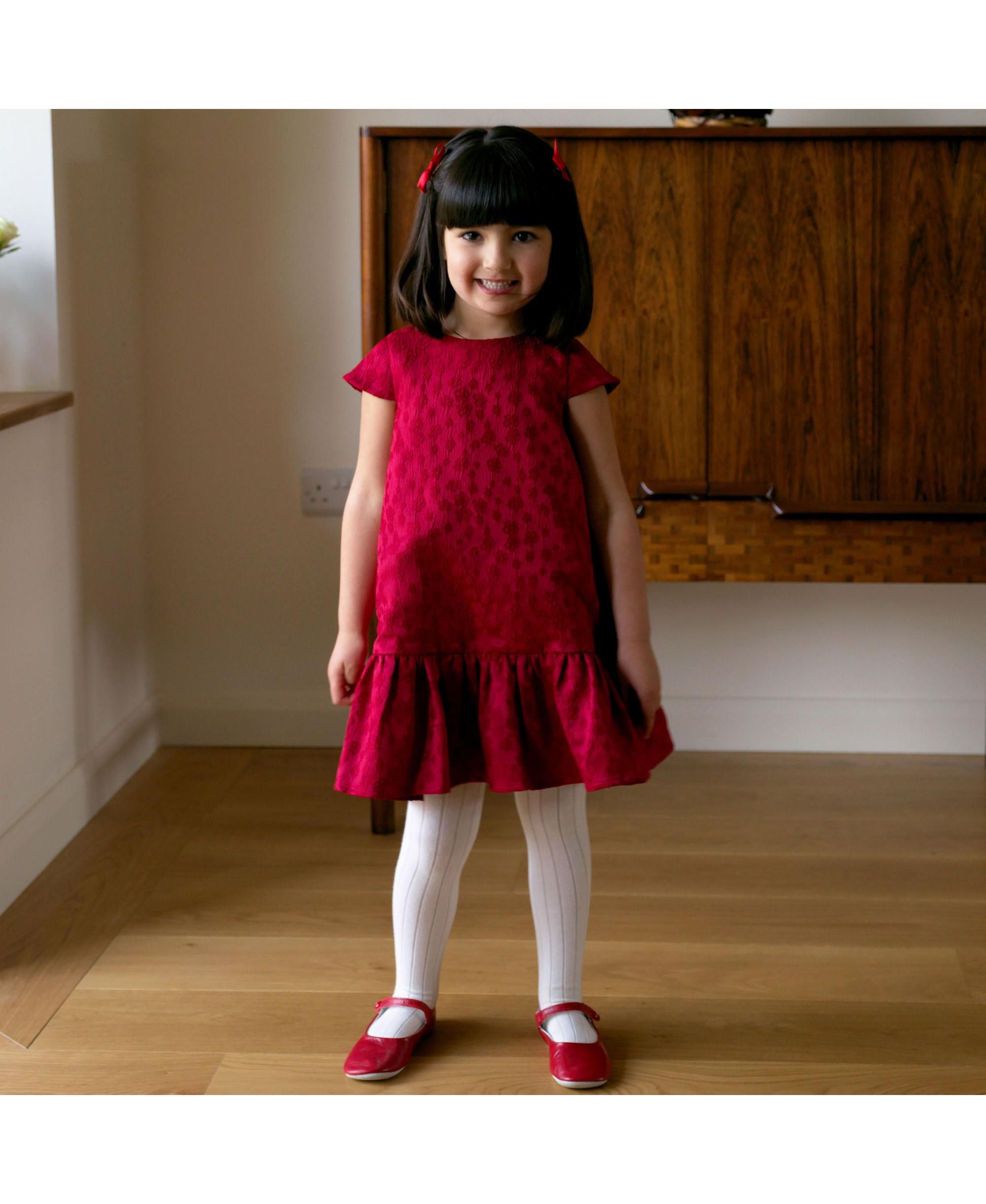 Girls' Petal Damask Drop Hem Dress - Little Kid, Big Kid — Image 3