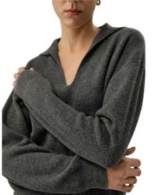 Ribbed Cashmere Polo Sweater