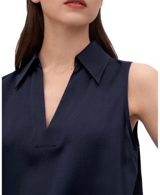 V-Neck Sleeveless Silk Violet Shirt for Women