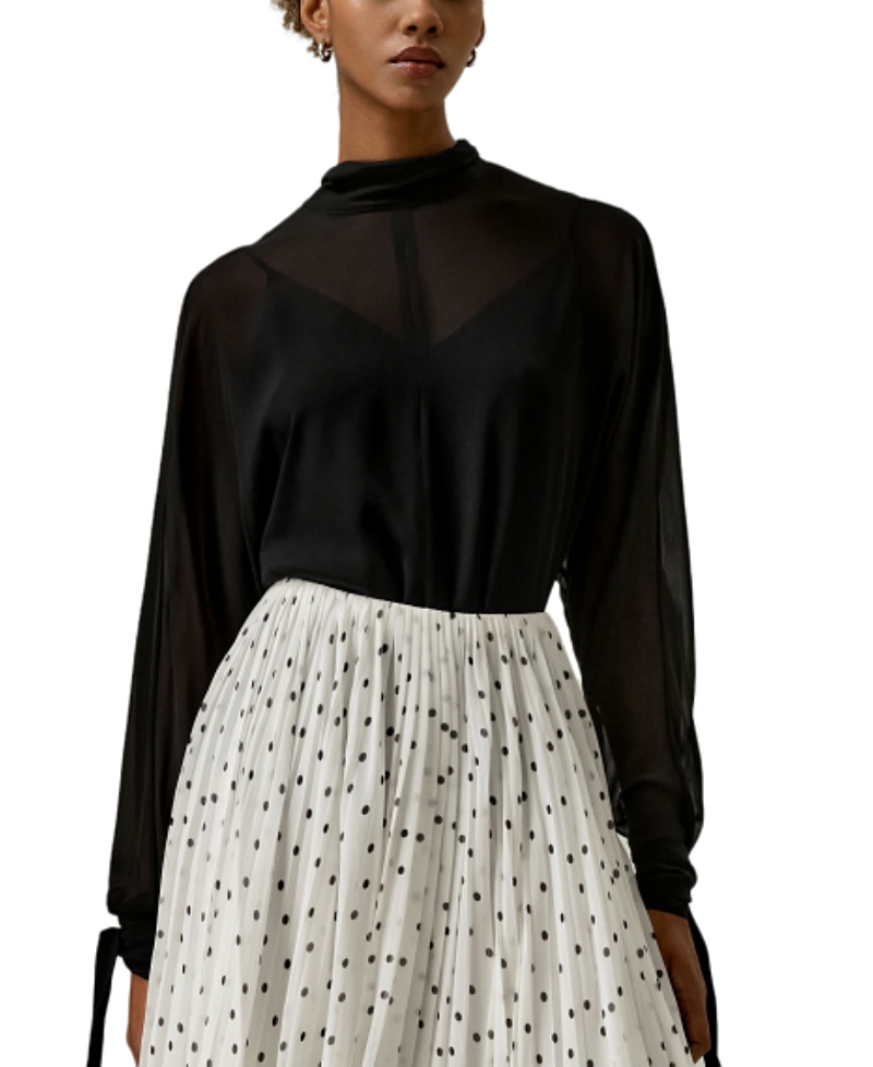 Lilysilk Floaty Batwing Sleeve Blouse Set In Black