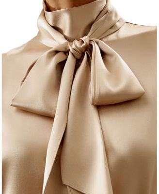 Sleeveless Tie-Neck Silk Blouse