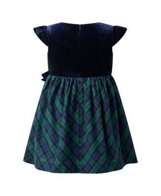 Girls' Velvet Blackwatch Check Party Dress - Little Kid, Big Kid