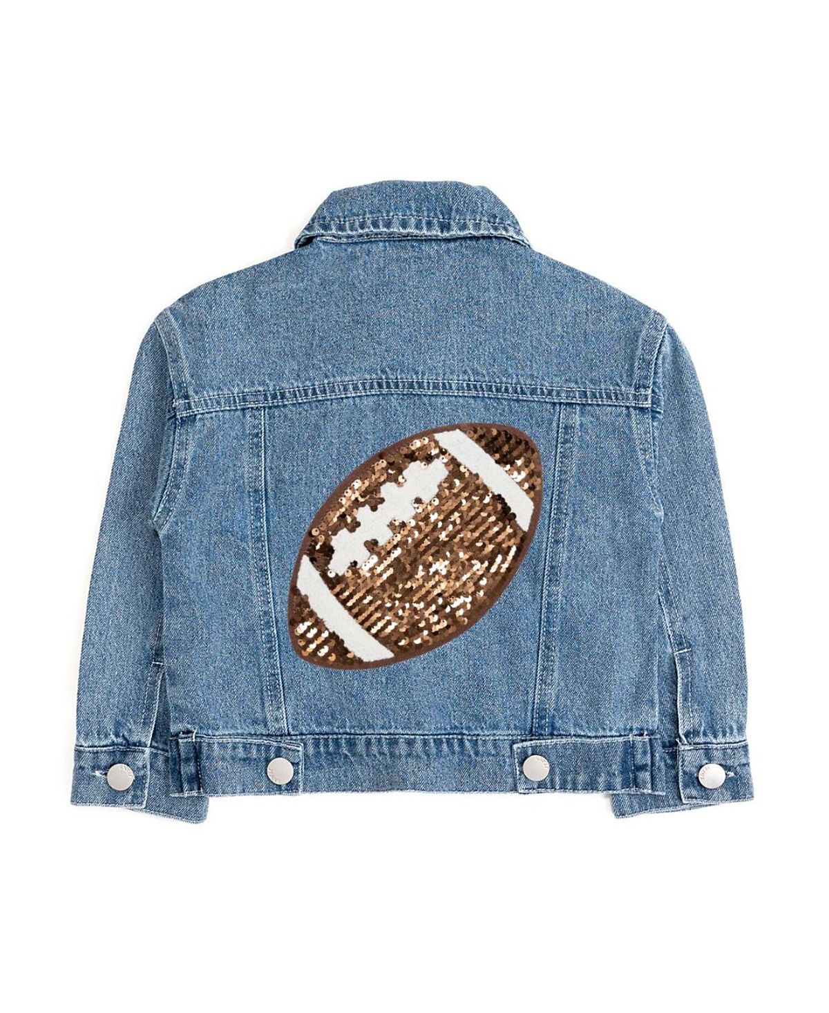 Sweet Wink Girls' Game Day Football Sequin Patch Denim Jacket - Little Kid, Big Kid