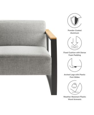 Sauve Outdoor Patio Aluminum and Fabric Armchair