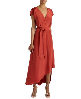 Fallon Midi Hi-Lo Dress in Silk Crepe de Chine