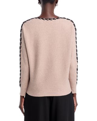 Whipstitch Boat Neck Dolman Sleeve Sweater