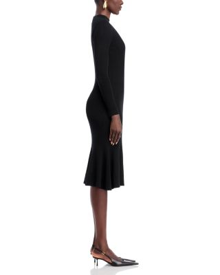 Long Sleeve Mock Neck Rib Flare Dress