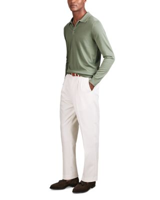 Trafford Merino Wool Long Sleeve Polo Shirt