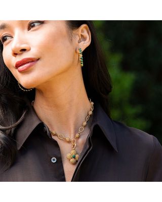 Malachite Berry Gem Medium Hoop Earrings