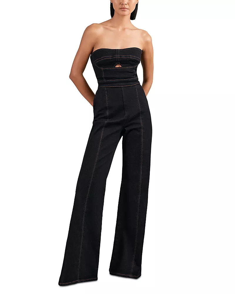 Reiss Bardot Denim Jumpsuit