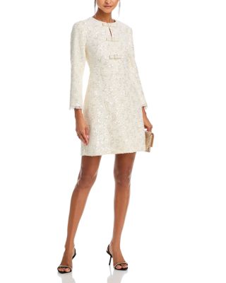 Long Sleeved Bow Detail Fit-and-Flare Dress 