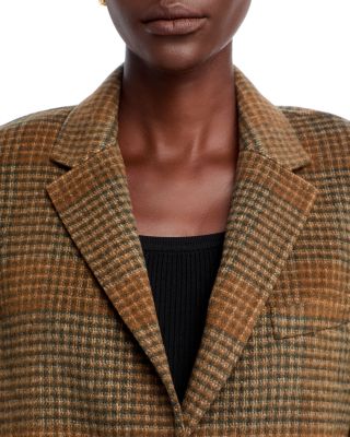 Oversized Blazer in Plaid Wool-Cashmere