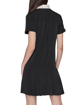 Bow Neck Pleated Skirt Dress