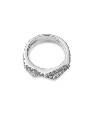 Diamond Princess & Round Double Row Ring in 14K White Gold, 0.75 tcw