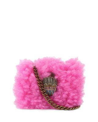 Kensington Micro Pink Fluffy Fabric & Leather Shoulder Bag