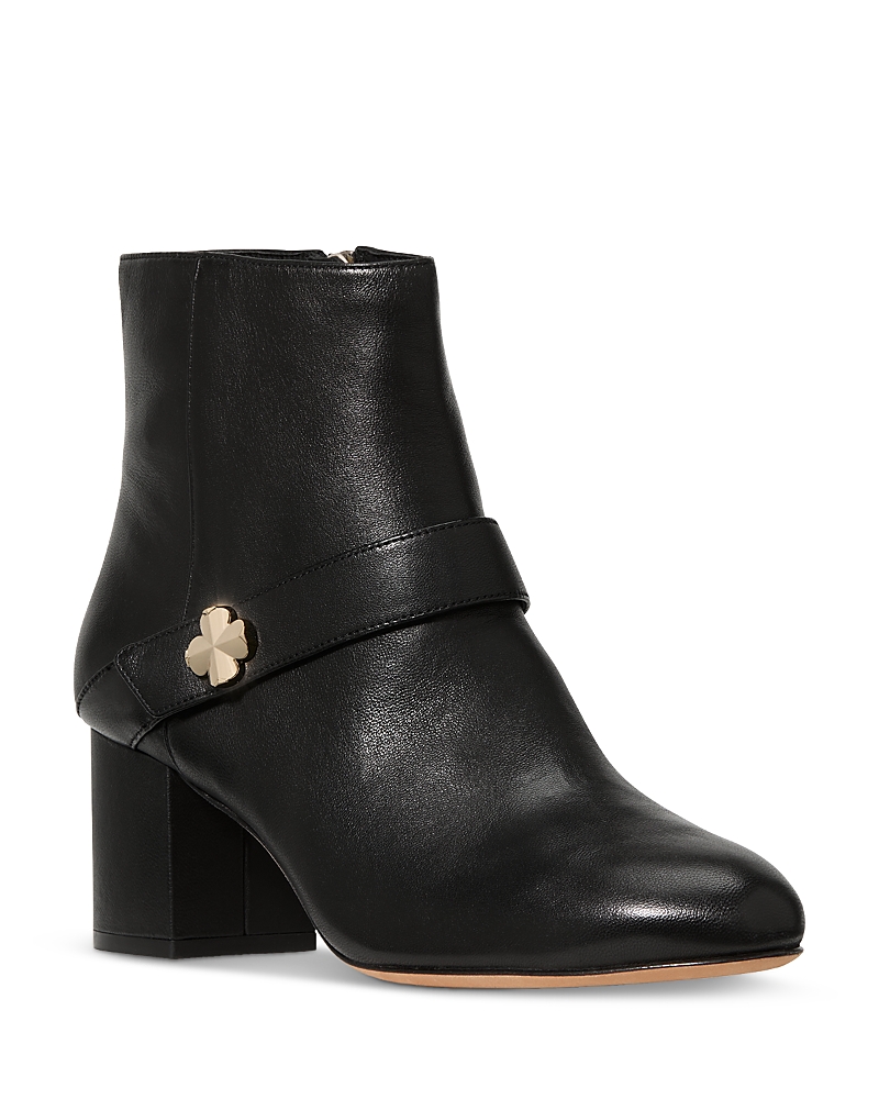 Kate Spade New York Women's Spade Flower Leather Ankle Booties In Black