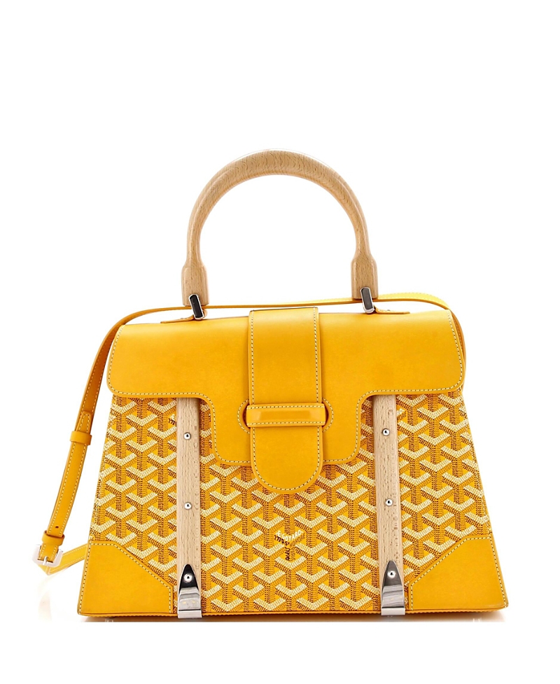 PRE-OWNED GOYARD Pre-owned Goyard Mm Saigon Top Handle Bag Coated Canvas With Leather In Yellow