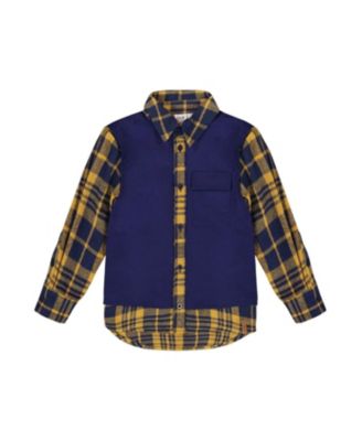 Boys' Long Sleeve Plaid Flannel Shirt with Solid Vest - Little Kid