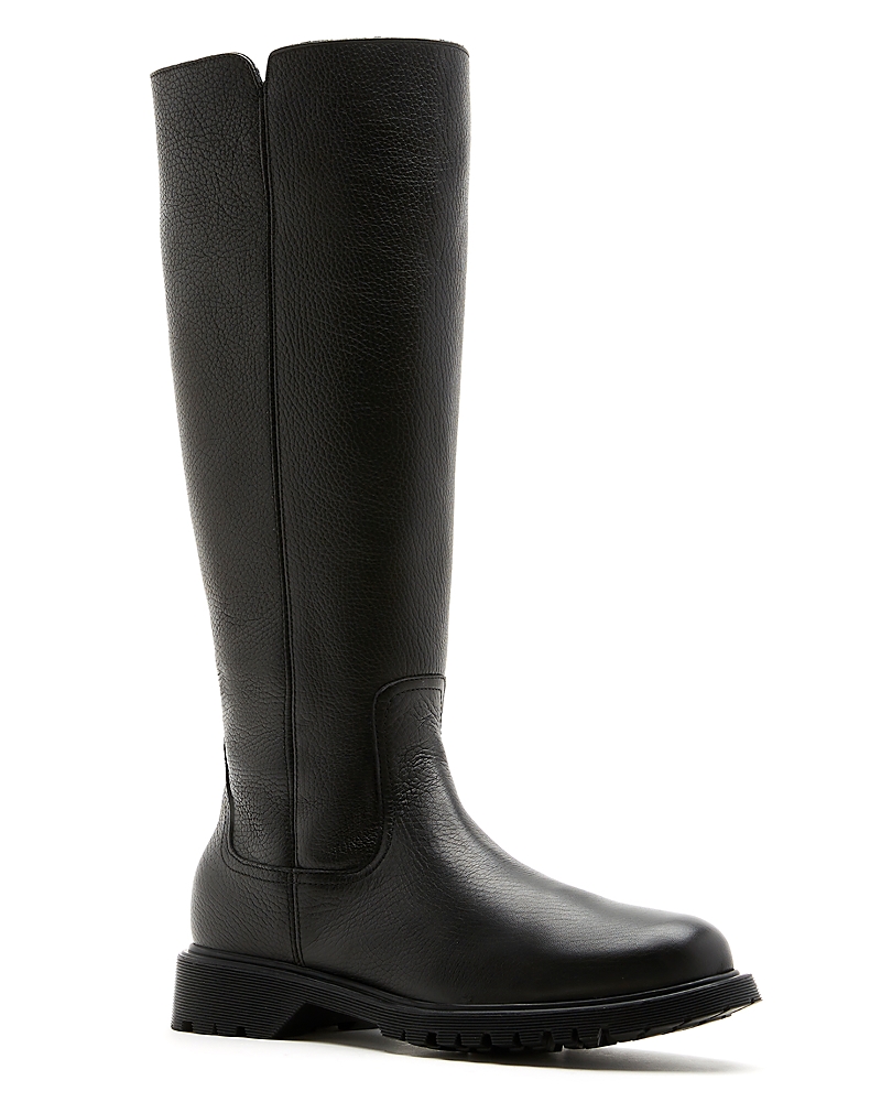 La Canadienne Harry Shearling-lined Pebbled Leather Knee-high Boots In Black
