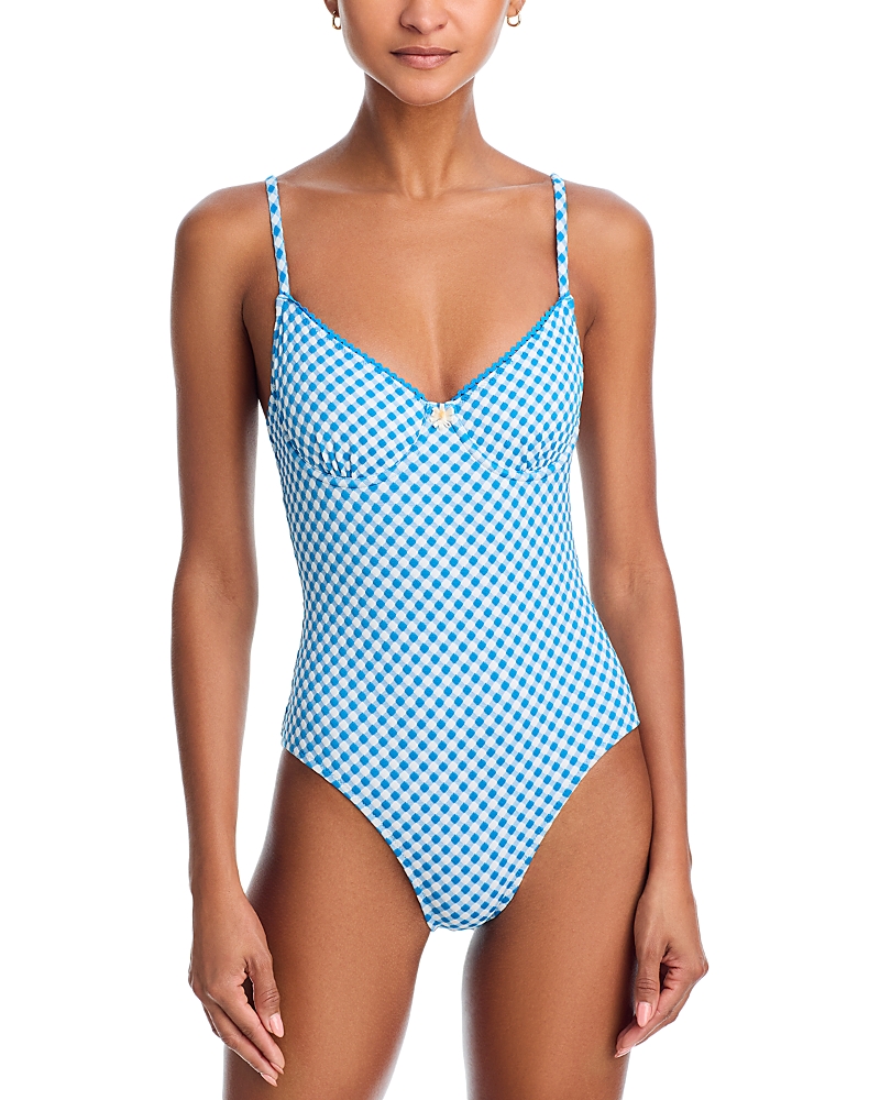 Solid & Striped The Taylor Gingham One-piece Swimsuit In Blue