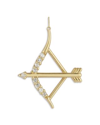 14K Yellow Gold Diamond Bow & Arrow Charm Pendant