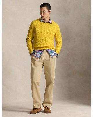 Suede-Patch Cable-Knit Sweater