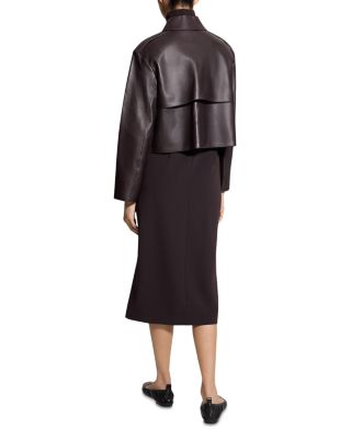 Cropped Leather Trench Coat