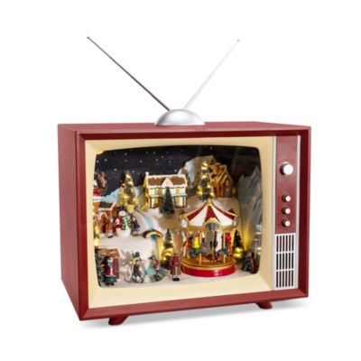 Animated Musical Vintage-Style Television Decoration