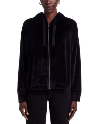 Velour Zip Front Hoodie