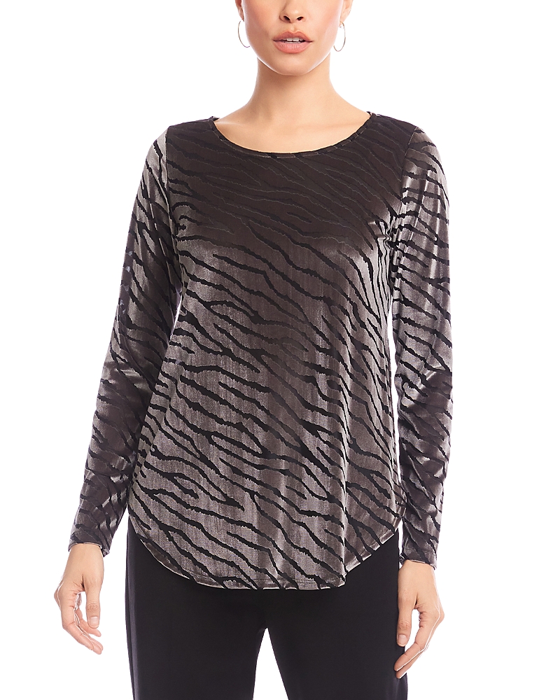 Karen Kane Velvet Burnout Shirttail Top In Black
