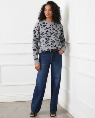 Metallic Animal Print Crewneck Sweater