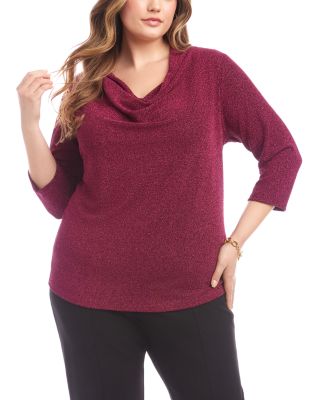 Karen Kane - Plus Size Three Quarter Sleeve Drape Front Top