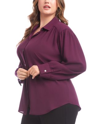 Plus Size Long Sleeve Dropped Shoulder Blouse