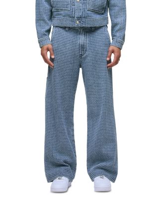 Luca Wide Leg Carpenter Jeans in Jacquard Indigo