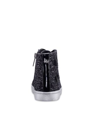 Girls' Cass Glitter High Top Zip Lace Up Sneakers - Little Kid, Big Kid