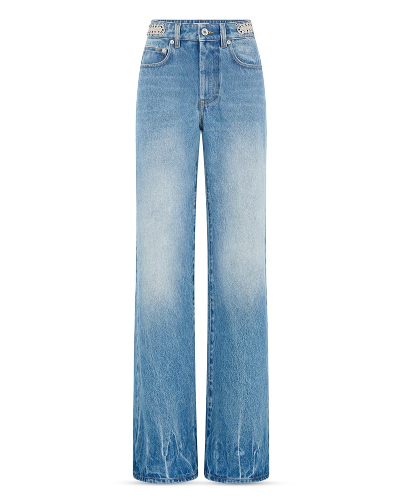 Rabanne High Rise Straight Jeans in Denim Stone