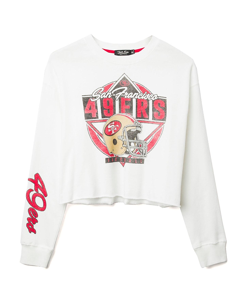 Junk Food Clothing Women's Nfl San Francisco 49ers Helmet Crop Fleece Sweatshirt In White