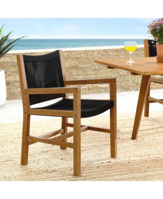 Vienna Outdoor Patio Teak and Rope Dining Armchairs Set of 2