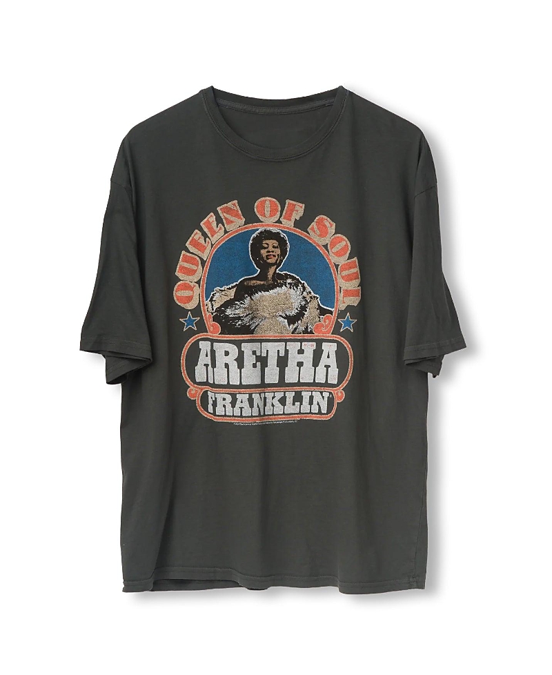 Junk Food Clothing Unisex Aretha Franklin Queen Of Soul Oversized Tee In Black