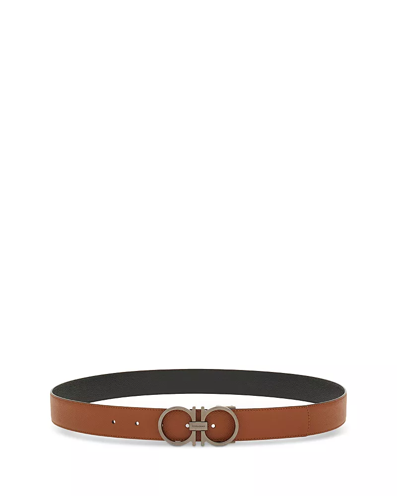 Ferragamo Men's Double Gancini Reversible Leather Belt
