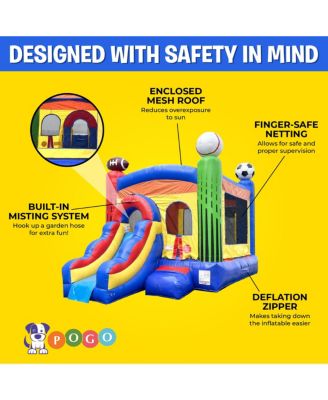 Inflatable Bounce House with Slide for Kids (Without Blower) - 18 x 12 x 14.5 Foot Backyard Inflatable Bouncy House - Built-In Bladder Water Misting System for Kids