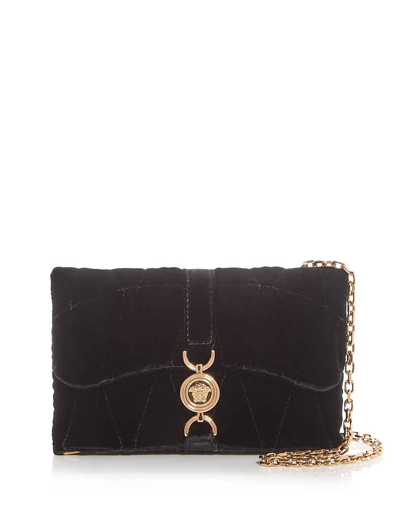 Versace Kleio Velvet Crossbody Bag In Black